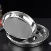 Plato Grueso de Acero Inoxidable 304 para Pastel Hogareño Piel Fría Gong Gong Gong Fondo Plano Redondo Plato para Pastel de Arroz al Vapor Plato de Comedor Venta al por Mayor