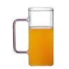 Copo quadrado de vidro para água com alça colorida Copo para suco e leite Copo de vidro borossilicato com alça para uso doméstico