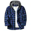 Camisa con Capucha a Cuadros Rojos y Negros de Nuevo Estilo Transfronterizo Primavera y Otoño 2026 para Hombre, Camisa Exterior Casual de Moda Holgada