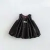 Vestido acolchado de lunares para niña, vestido chaleco grueso de invierno con lazo para bebé niña, vestido de invierno para niños, zdq6530
