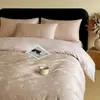 Conjunto de cama luxuoso e de alta qualidade, 60S, 100% algodão, jacquard em relevo, conjunto de quatro peças, capa de edredom 100% algodão, lençol de cama e conjunto de cama de três peças