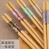 Palillos para uso doméstico, un par por persona, 5 colores, especial familiar, para compartir comidas, nuevos de alta gama, antideslizantes, a prueba de moho, palillos de bambú nanmu natural