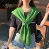 Camisa de Outono e Primavera Ombro Tricotado Escritório Sala com Ar Condicionado Pequeno Xale Feminino Roupa Externa Estilo Ocidental Moda Lenço Dupla Utilização