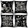 Conjunto de Capas de Almofada Decorativas de Linho para Casa de Halloween com Combo de Capa de Almofada de Sofá de Cabeça de Abóbora Engraçada