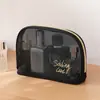 Nova Bolsa de Maquiagem de Rede de Nylon Transparente para Mulheres, Armazenamento de Cosméticos de Viagem, Necessaire Simples, Atacado com Impressão de Logo