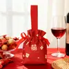 Saco de Presente para 26 Anos, Saco Vermelho para Doces de Casamento e Noivado, Embalagem de Presente, Saquinho Pequeno Requintado com Cordão