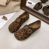 Sapatos Femininos Plus Size 41-43 Sapatos Mary Jane Planos Retrô Feminino Outono Novo Estilo Moda Estampa de Leopardo Versátil Solado Macio Sapatos de Encaixe