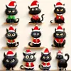 10 Conjuntos de Decoração de Natal Gato Preto Chapéu de Natal Fantasia Árvore de Madeira para Interior e Exterior Pêndulos de Decoração para Casa