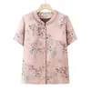Camisas de Verano Estilo Chino de Manga Corta para Mujeres de Mediana Edad y Mayores, Camisas Delgadas Nuevas Estilo Abuela, Tops de Moda para Mamás