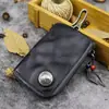 Bolsa para Llaves de Cuero de Primera Capa Curtido Vegetal para Mujer Hecha a Mano Piel de Vaca Lavada Estilo Retro Cremallera Bolsa para Llaves de Coche Hombre