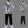 Camisa de Mezclilla para Hombre de Manga Corta Traje de Verano 2022 Nuevo Traje para Hombre con Atractiva Camisa de Manga Tres Cuartos