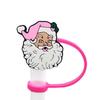 Navidad Rosa 8/10mm Tapa de Popote Cubierta de Popote de Silicona Grado Alimenticio Cubierta de Popote a Prueba de Polvo Venta Directa de Fábrica
