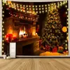 Venda Quente Transfronteiriça Tapeçarias de Lareira para Feriado de Natal Pano Decorativo Tecido de Fundo de Cama Pano de Pendurar ins Pano de Parede de Natal Decoração de Parede