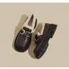 Mocasines gruesos de tacón plataforma estilo británico para mujer, nueva colección invierno 2026, piel suave, suela blanda, forrados de felpa para abrigar, versátiles zapatos de algodón