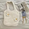 Bolso de Hombro Tejido para Viajes de Vacaciones, Bolso de Mano Retro de Malla Hueca, Bolso Simple Tejido