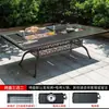 Mesa para Barbacoa al Aire Libre Parrilla de Carbón Parrilla Eléctrica Mesa y Sillas de Aluminio Fundido de Doble Propósito Jardín Patio Aire Libre Hogar Estufa Exterior para Preparar Té