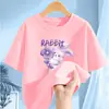 2314 # Camiseta de Algodão Puro de Manga Curta para Meninas Verão 2025 Novo Estilo Tops Infantis para Meninas Estilo Quente de Verão Camisetas