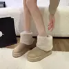 Comercio Exterior Cuello de Piel Decoración Botas de Nieve para Mujer 2026 Transfronterizo Otoño/Invierno Casual Suela Gruesa Media Caña Cálidas Cómodas Zapatos de Algodón