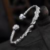 Pulsera TikTok Live Loto Blanco Cobre Plateado Pulsera Moda Retro para Hombre Joyería de Apertura Sutra del Corazón Tallada a Mano