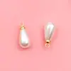 Colgante blanco K/KC dorado con tapa, perlas de imitación de alta calidad redondas y en forma de lágrima, accesorios DIY para ropa y pulseras