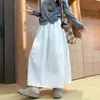 Falda Blanca de Paraguas de Cintura Alta Antiarrugas para Mujer, Nuevo Estilo Primavera y Otoño 2025, Falda Versátil de Longitud Media de Color Sólido Adelgazante de Cintura Alta