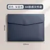 Bolsa de documentos tipo couro A4, grande capacidade, logotipo personalizável, envelope de negócios portátil, bolsa de armazenamento de documentos tipo botão de pressão