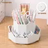 Porta lápices creativo de nueve compartimentos recién actualizado, gran capacidad, contenedor de lápices giratorio, caja de almacenamiento para escritorio de oficina, porta lápices, lujo ligero y de alta gama