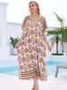 Blusa de Playa Tency Algodón Estampado Suelta Vestido Vacacional Bohemio Vestido Bikini Protector Solar M1-1