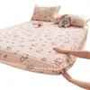 Saia de Cama Bolha Estampada de Veludo Leite Quente Antiderrapante Elástico Amigável à Pele Macia Cobertura de Cama Lavável à Máquina Quente a Noite Toda