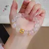 Pulsera de Cristal con Polvo de Oro Arena Estilo Mismo de la Joyería Puzuo con Anillo Corredizo de Estrella de Ocho Puntas con Diamante Dorado para Mostrar Blanqueamiento de Piel como Regalo para tu Novia
