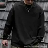 Camiseta Base de Color Sólido Básica Retro Estilo Americano para Primavera y Otoño Ropa Interior Camiseta de Manga Larga Holgada Estilo BF para Hombre y Mujer