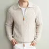 Suéter Grueso de Punto Trenzado con Cremallera Estilo Old Money, Suéter Vintage, Versátil Casual, Cálido y Cómodo, Moderno