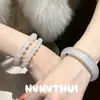 Luz de Luna Blanca Fría, Nuevo Estilo Chino, Pulsera de Ágata Natural de Alta Transparencia Hielo, Sensación de Alta Gama, Pulsera de Ágata Congelada Lichi