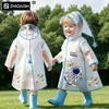Capa de chuva infantil para meninos e meninas, modelo unissex, impermeável de corpo inteiro, especificamente para meninas de jardim de infância e alunos do ensino fundamental