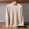 Suéter de cachemira para hombre transfronterizo, suéter de punto pullover de color liso, camisa base de cuello alto cálida para otoño e invierno, estilo de lujo ligero y simple