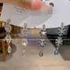 Pendientes Vintage Largos con Borlas de Flor de Circonita de Cristal Exagerada, Diseño de Lujo Ligero de Nicho, Pendientes Versátiles de Gama Alta