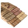 Venta al por mayor caja de papel alitas de pollo palillos de madera 10 pares de madera sin pintura sin cera para el hogar hotel sándalo rojo palillos