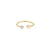 Anillo de Cola de Cumpleaños Abierto de Acero Inoxidable Chapado en Oro de 18K con Piedra de Nacimiento, Anillo Fino de Moda Ins Europeo y Americano, Simple, Lujo Ligero