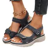 Nuevas sandalias casuales de talla grande para mujer para comercio exterior 2026, estilo deportivo, con correas de velcro, diseño de una sola tira y apertura de boca de pez