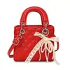 Bolso de Mano Estilo Tweed 2025 Nueva Moda Popular Bolso Princesa Diana Estilo K Ins Bordado Acolchado Hilo PU Bandolera Bolso para Mujer