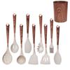 Nuevo Juego de Utensilios de Cocina de 12 Piezas con Grano de Madera de Silicona Antiadherente Espátula y Cuchara Juego de Mangos Resistentes al Calor Juego de Cocina