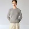 Suéter Baicai Rong 100% Cachemira Pura Cuello Redondo Otoño Invierno Nuevo Tejido de Punto Holgado Capa Base Bloqueo de Color Versátil
