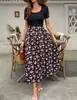 Vestido Longo Estampado Patchwork Estilo Europeu e Americano Novo para Verão 2026 para Mulheres, Elegante e Emagrecedor, Item Quente Transfronteiriço