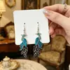 Brincos de Pérola Geométricos com Pino de Prata 925 para Mulheres, Brincos de Franja Modernos, Brincos de Luxo, Brincos Elegantes Retrô Venda por Atacado