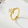 Anillo Abierto de Flor con Microincrustaciones de Circonita Estilo Francés Único con Exquisita Artesanía Hueca, Anillo Tridimensional Ajustable