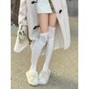 Calcetines Largos Grises de Alta Calidad Hasta la Rodilla para Niños con Botas Estilo Perezoso de Nicho Color Sólido Calcetines de Felpa Celebridad de Internet Algodón Puro Calcetines JK