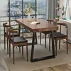 Mesa y Sillas de Comedor de Madera Maciza Nórdica Combinación Hierro Tronco Apartamento Pequeño Balcón Mesa Larga Restaurante Comercial Cafetería Mesa de Comedor