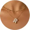 Nuevo Producto Transfronterizo de Amazon Collar con Letras de Burbuja Moda y Versátil Collar con Colgante de Pedrería Multicapa para Uso Diario