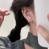 Populares Aretes Rojos de Amor de Año Nuevo Aretes de Aguja de Plata Accesorios para Orejas Pequeños Dulces Exquisitos para Mujer Moda Versátil Venta al por Mayor