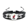 Pulsera de Cordón de Cuero con Logo de Potencia del Este de la NBA Celtics 76ers Knicks Heat Cuerda de Mano Tejida